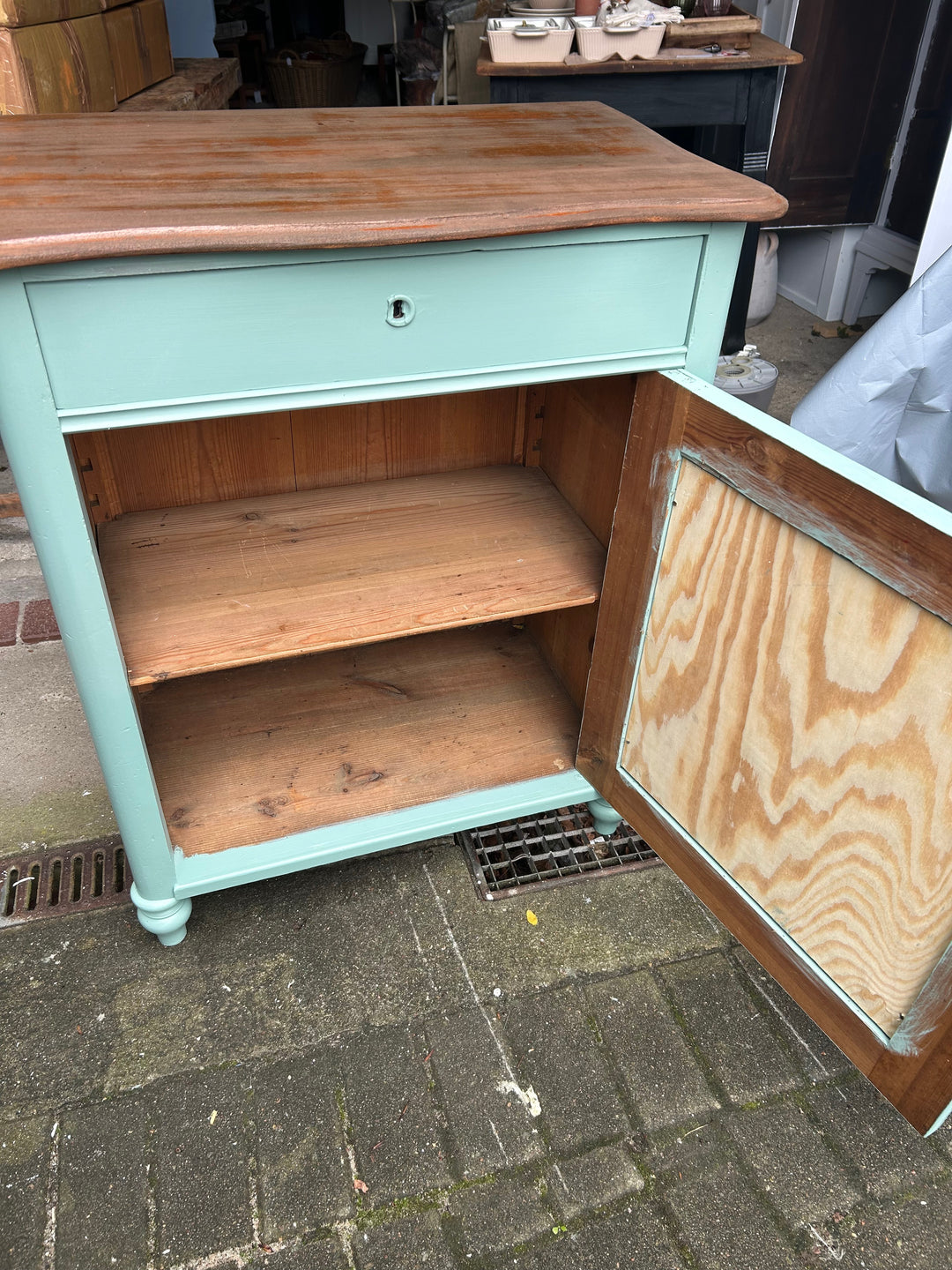 Antike Biedermeier Kommode Salbei Shabby Chic