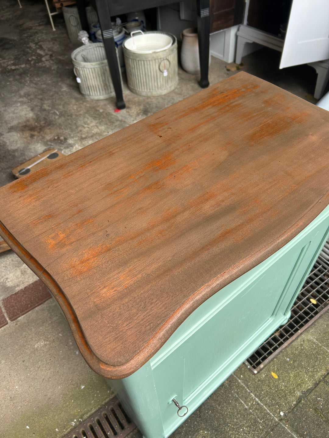 Antike Biedermeier Kommode Salbei Shabby Chic