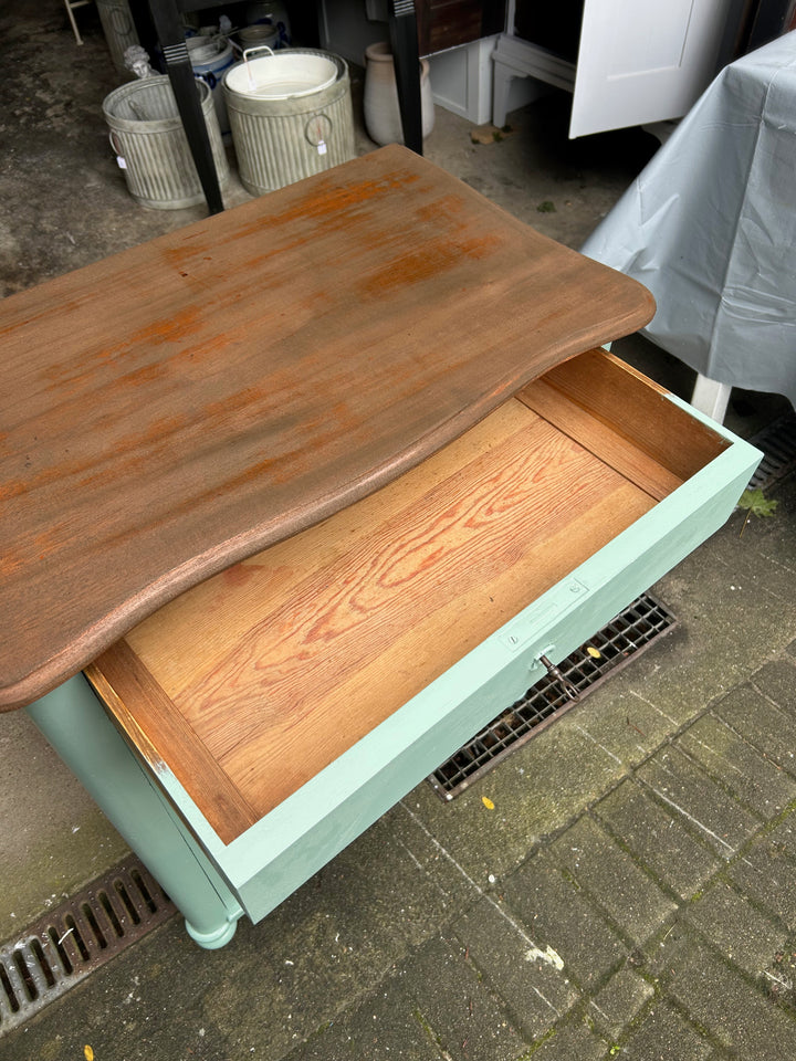 Antike Biedermeier Kommode Salbei Shabby Chic