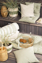 Korbsatz 3er Set creme mit grünem Streifen