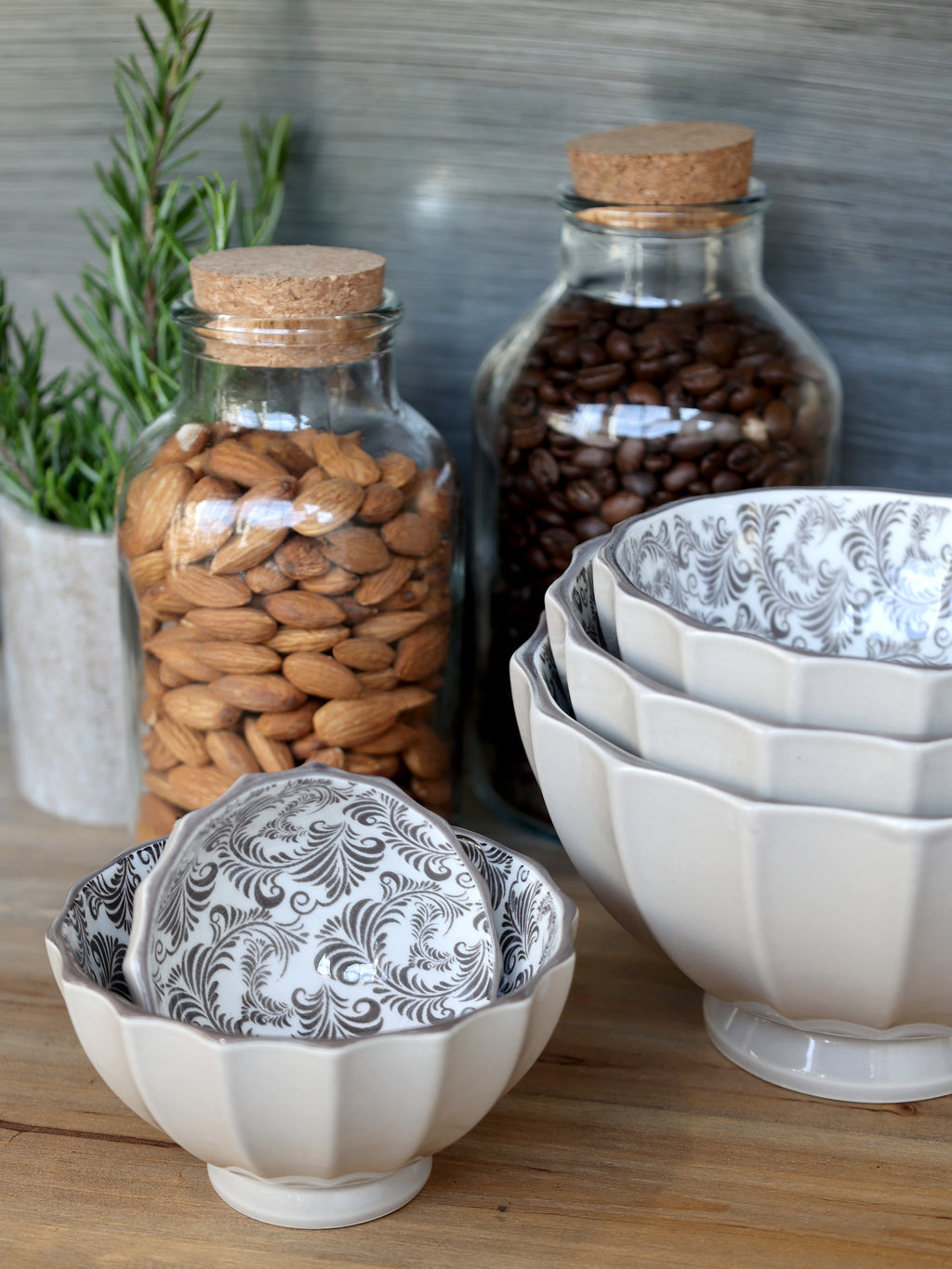 Latteschüsseln mit Muster 5er Set