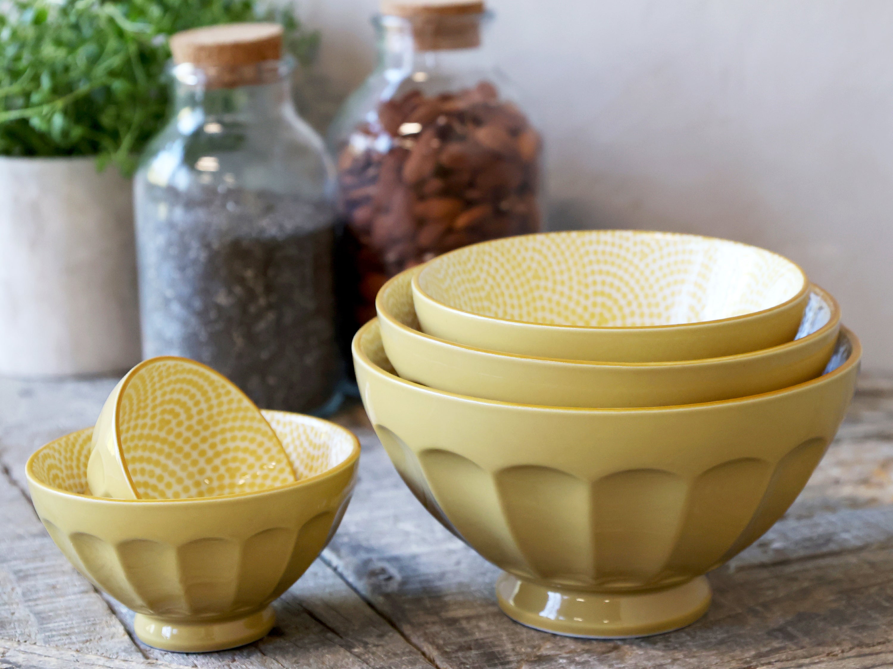 Latteschüsseln mit Muster 5er Set