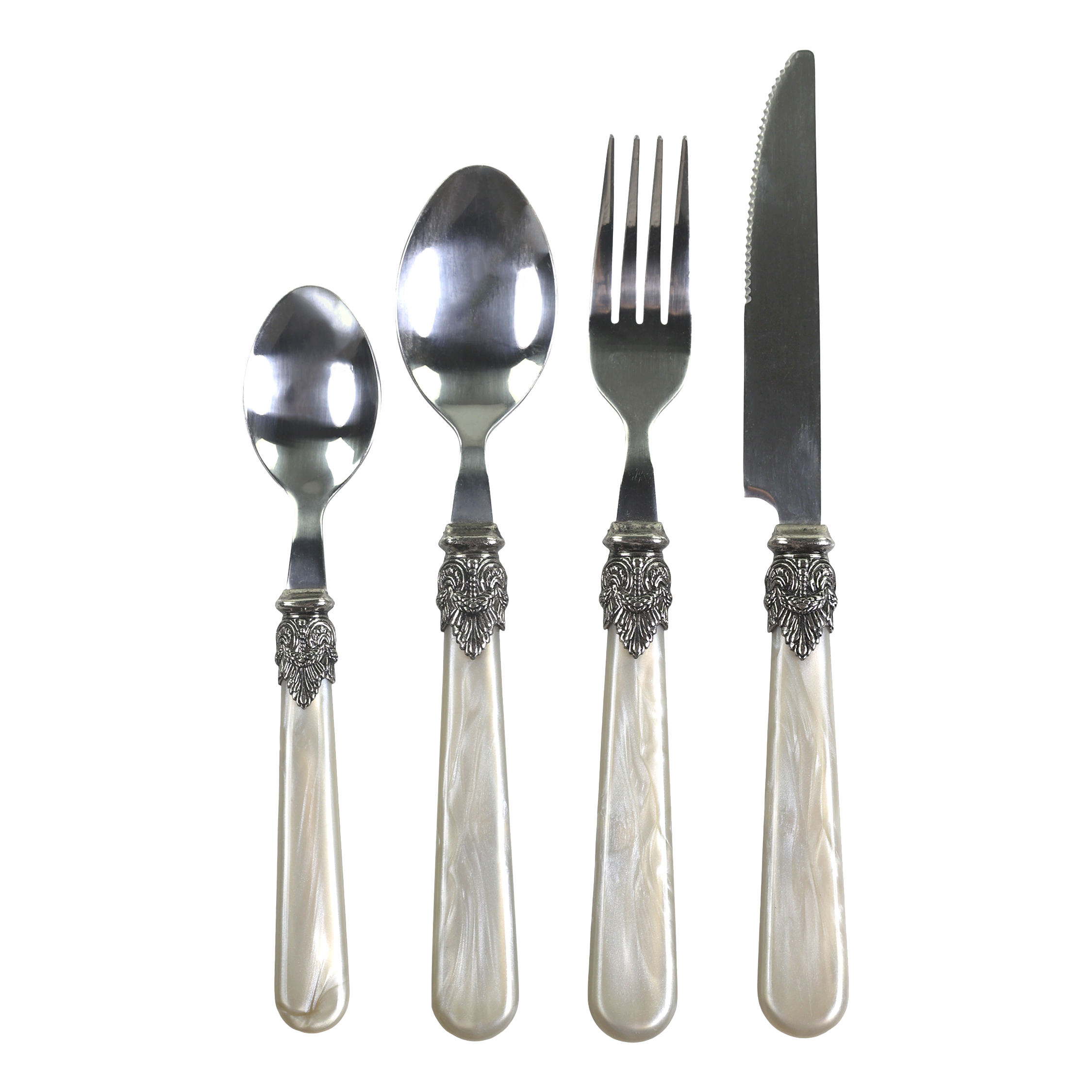 Linas Besteck Antique Champagner mit Silber Deko 4er Satz