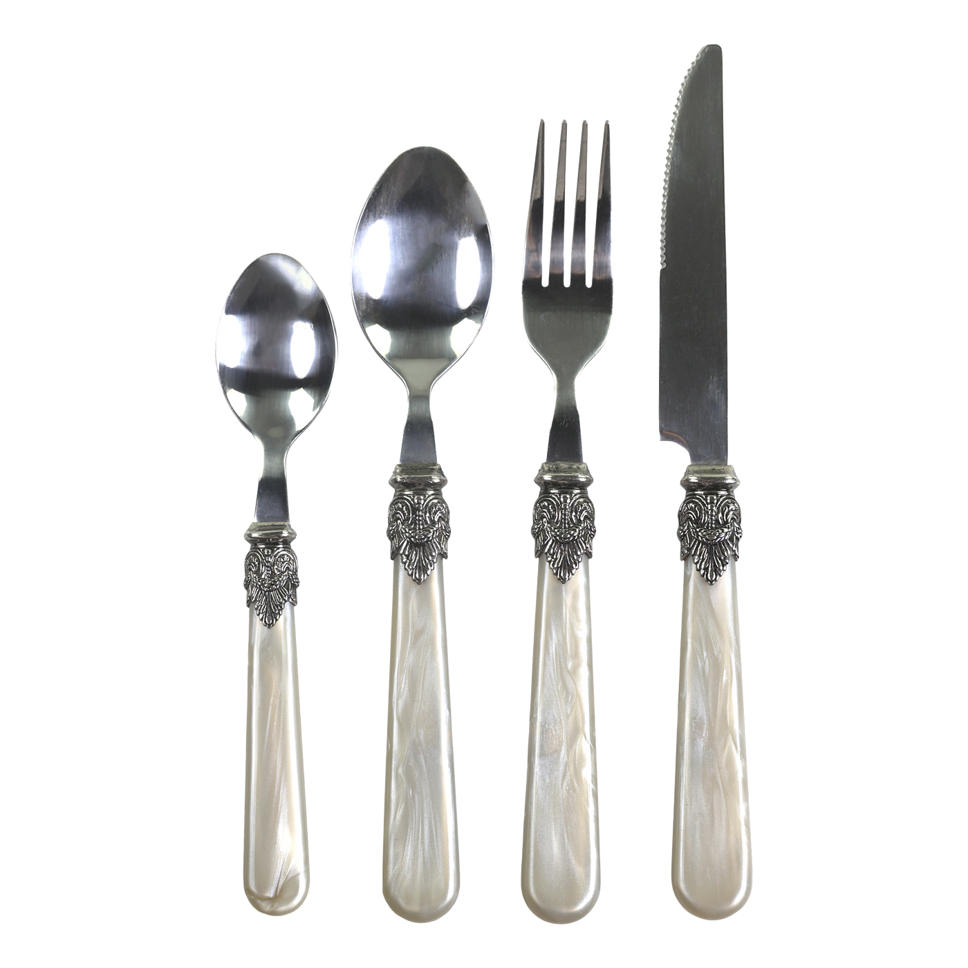 Linas Besteck Antique Champagner mit Silber Deko 4er Satz