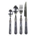 Linas Besteck Antique Kohle mit Silber Deko 4er Satz