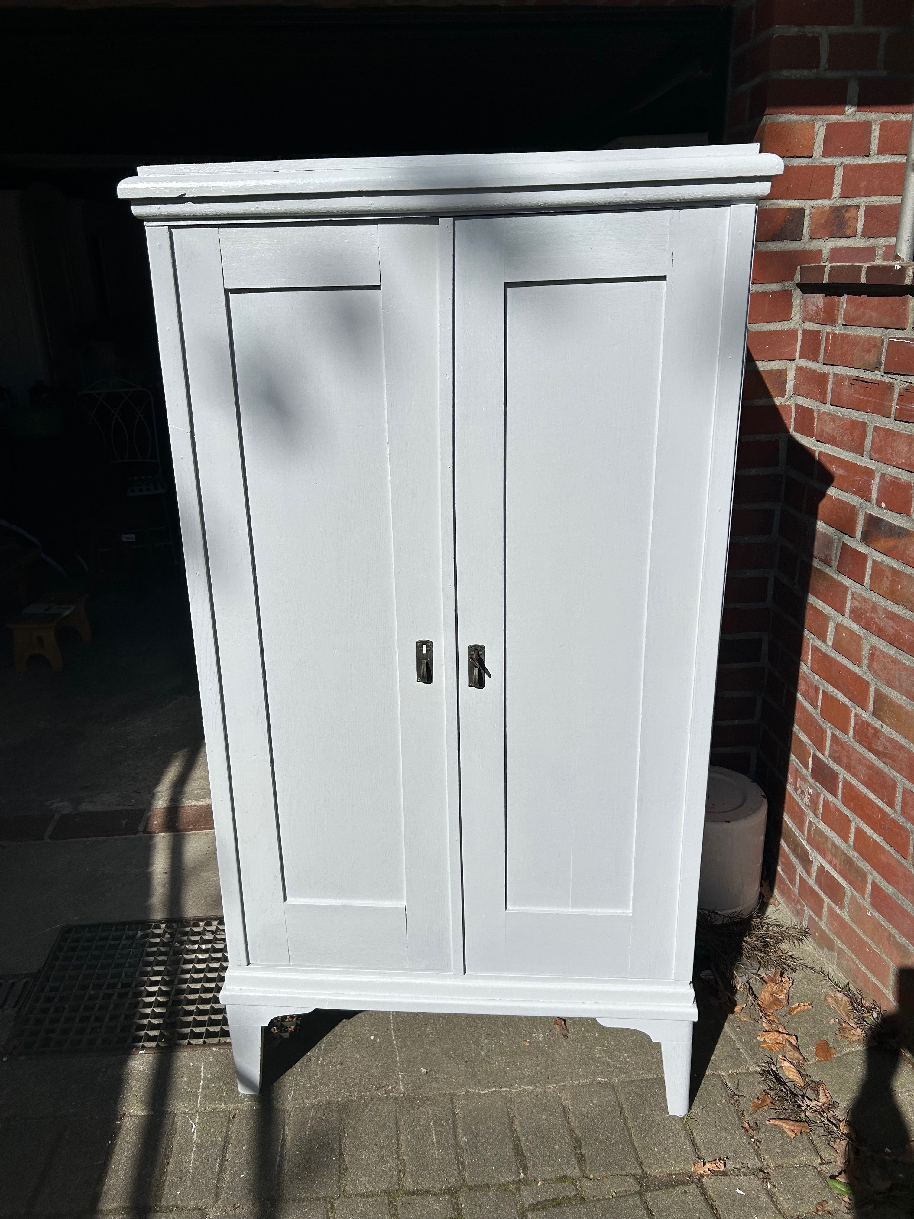 Antiker Schrank, hellgrau, Mooreiche