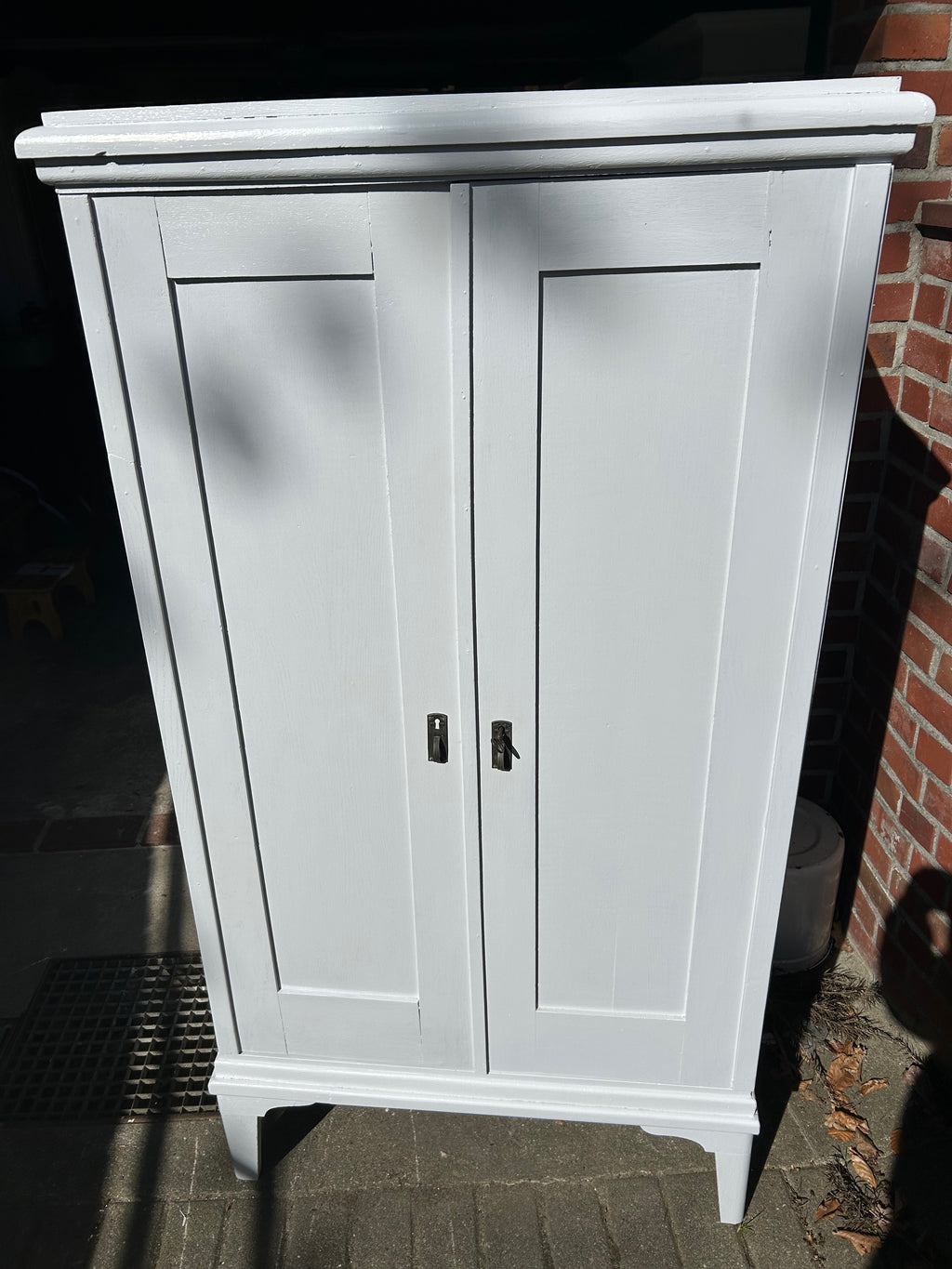 Antiker Schrank, hellgrau, Mooreiche