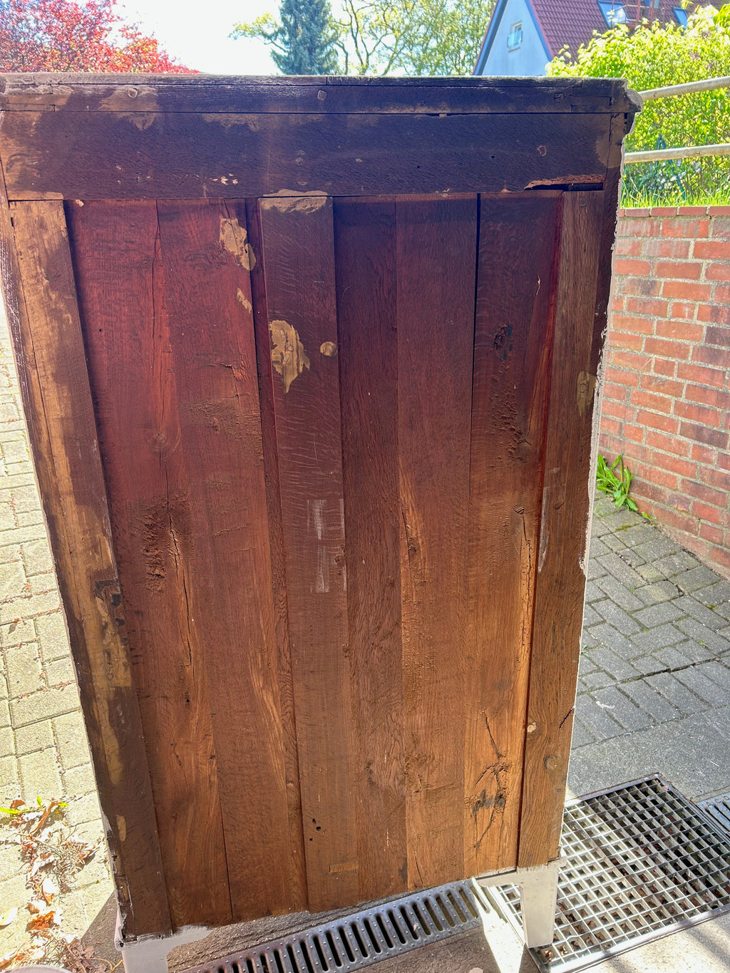 Antiker Schrank, hellgrau, Mooreiche