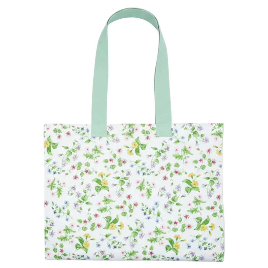 GreenGate Shoppertasche Karolina weiß mit floralem Blumenmuster aus Wachstuch