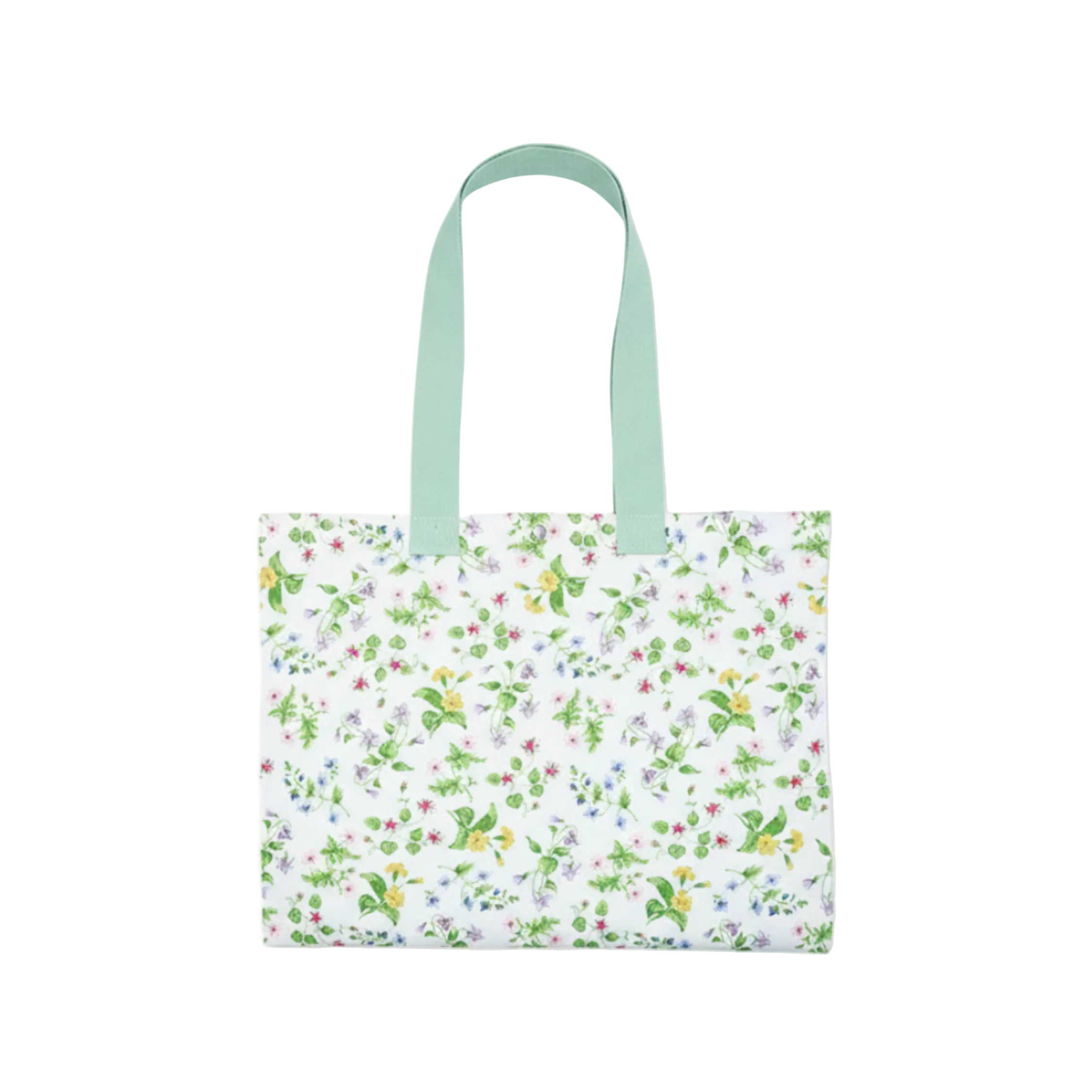 GreenGate Shoppertasche Karolina weiß mit floralem Blumenmuster aus Wachstuch
