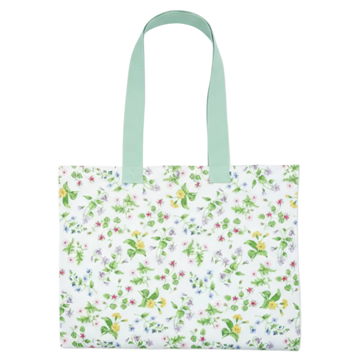 GreenGate Shoppertasche Karolina weiß mit floralem Blumenmuster aus Wachstuch