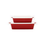 GreenGate Alice Auflaufformen Set Rot 2-teilig aus Porzellan mit charakteristischer Rillenstruktur