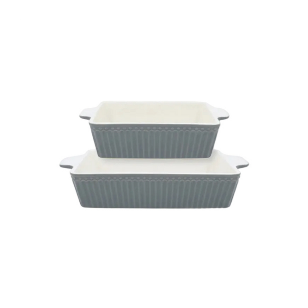 GreenGate Auflaufformen Set Alice steingrau aus Porzellan