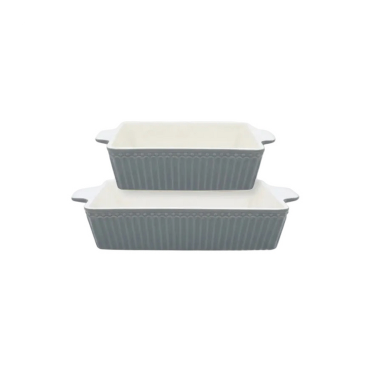 GreenGate Auflaufformen Set Alice steingrau aus Porzellan
