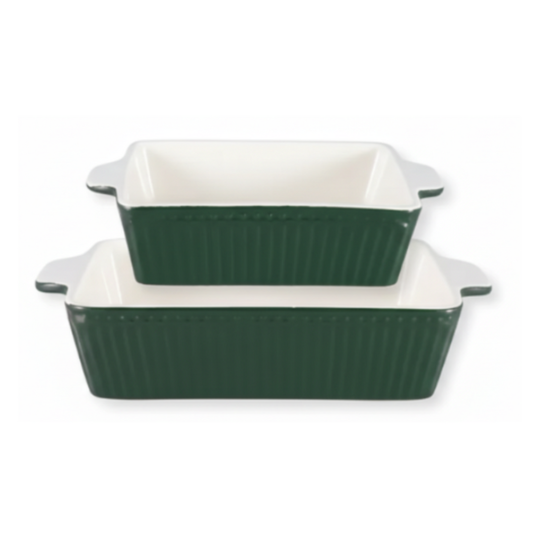 GreenGate Auflaufformen Set Alice dunkelgrün klein aus Porzellan