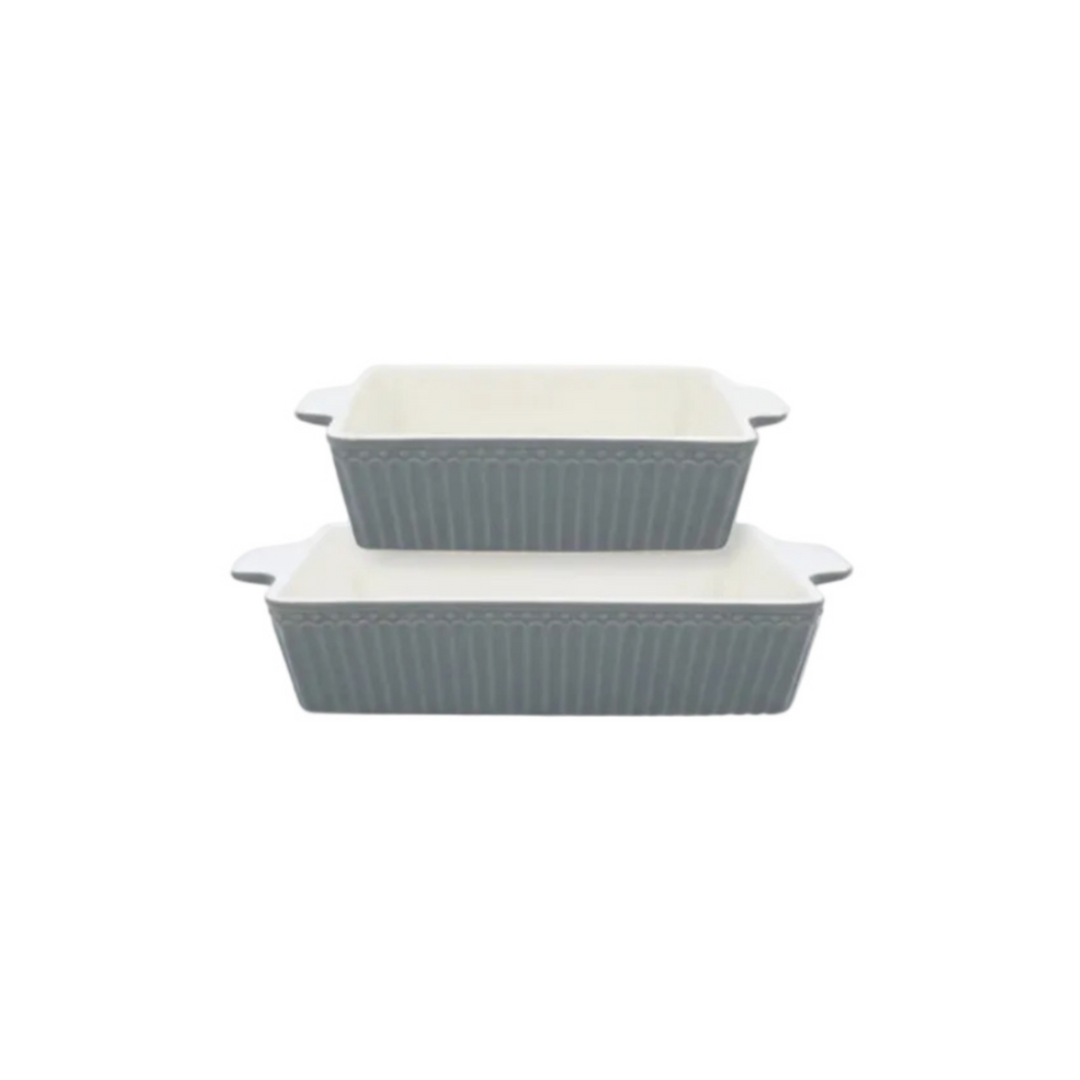 GreenGate Auflaufformen Set Alice steingrau klein aus Porzellan