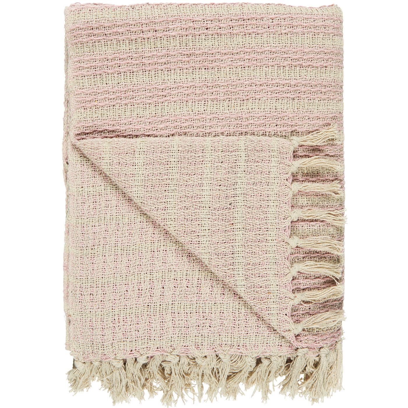 Plaid creme/hellrosa Streifenmuster