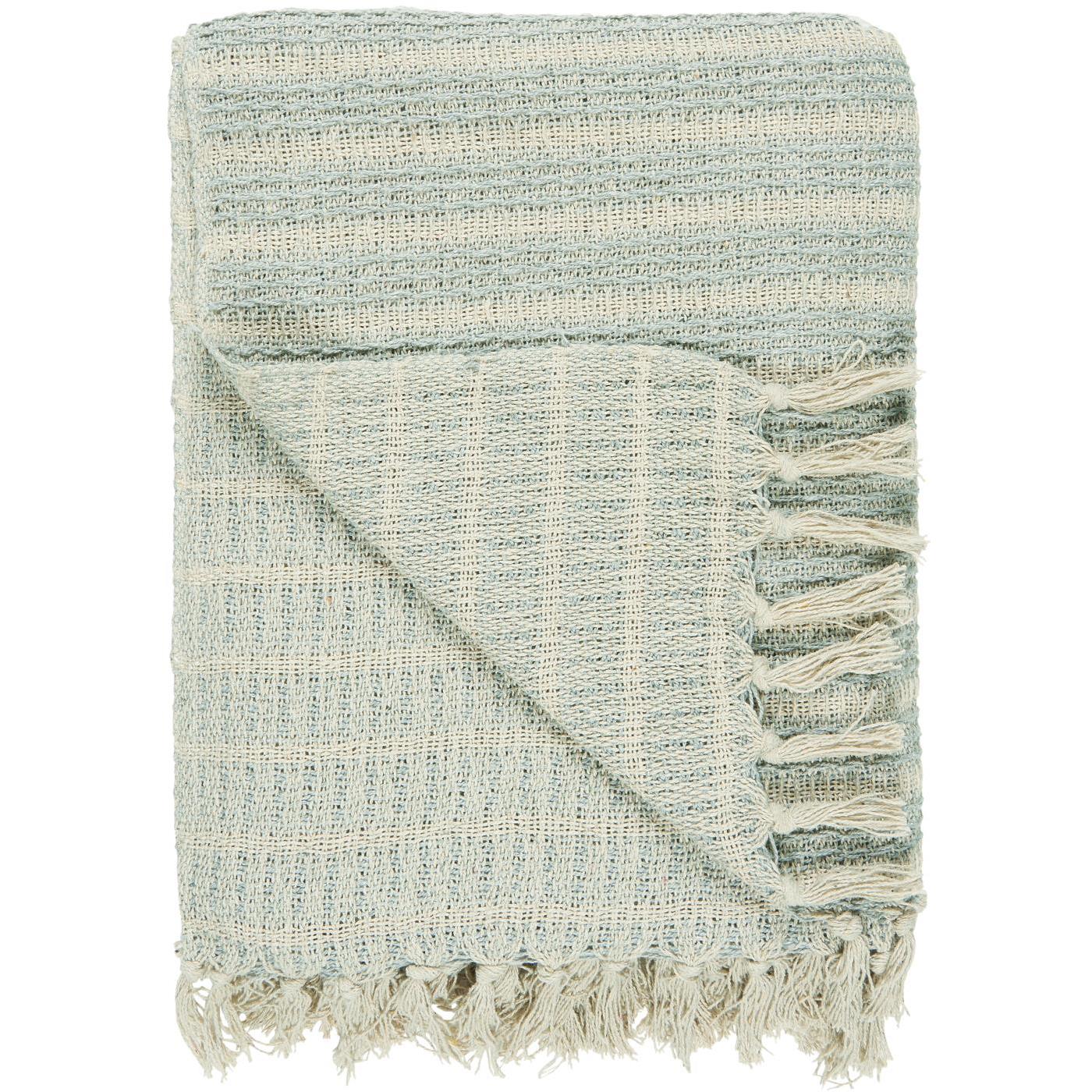 Plaid creme mit hellblau Streifenmuster