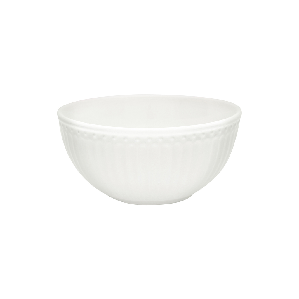 GreenGate Müslischale Alice Weiß 0,45 l aus Porzellan mit charakteristischem Reliefrand