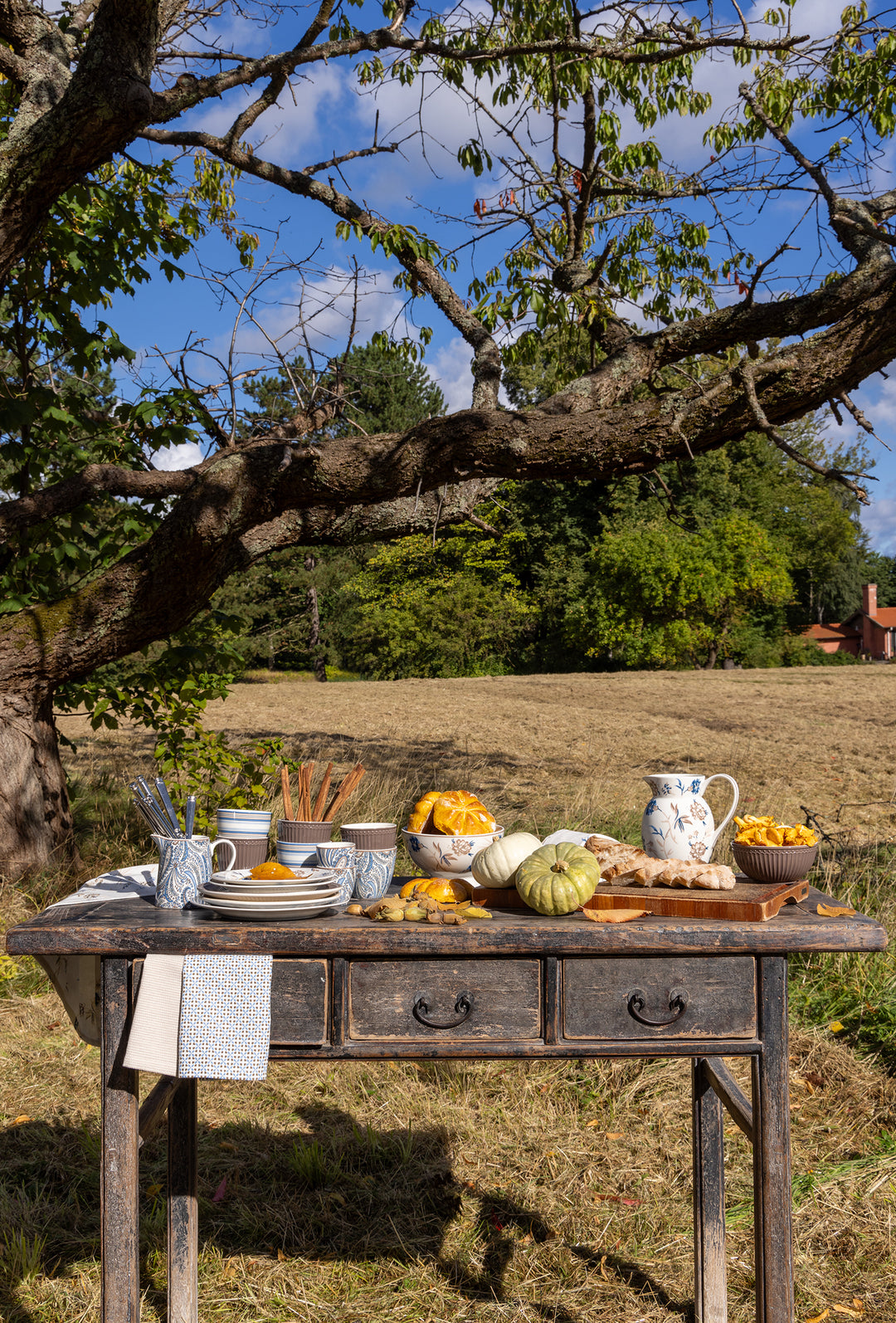 GreenGate Alice Müslischale Schokolade auf rustikalem Holztisch im Garten