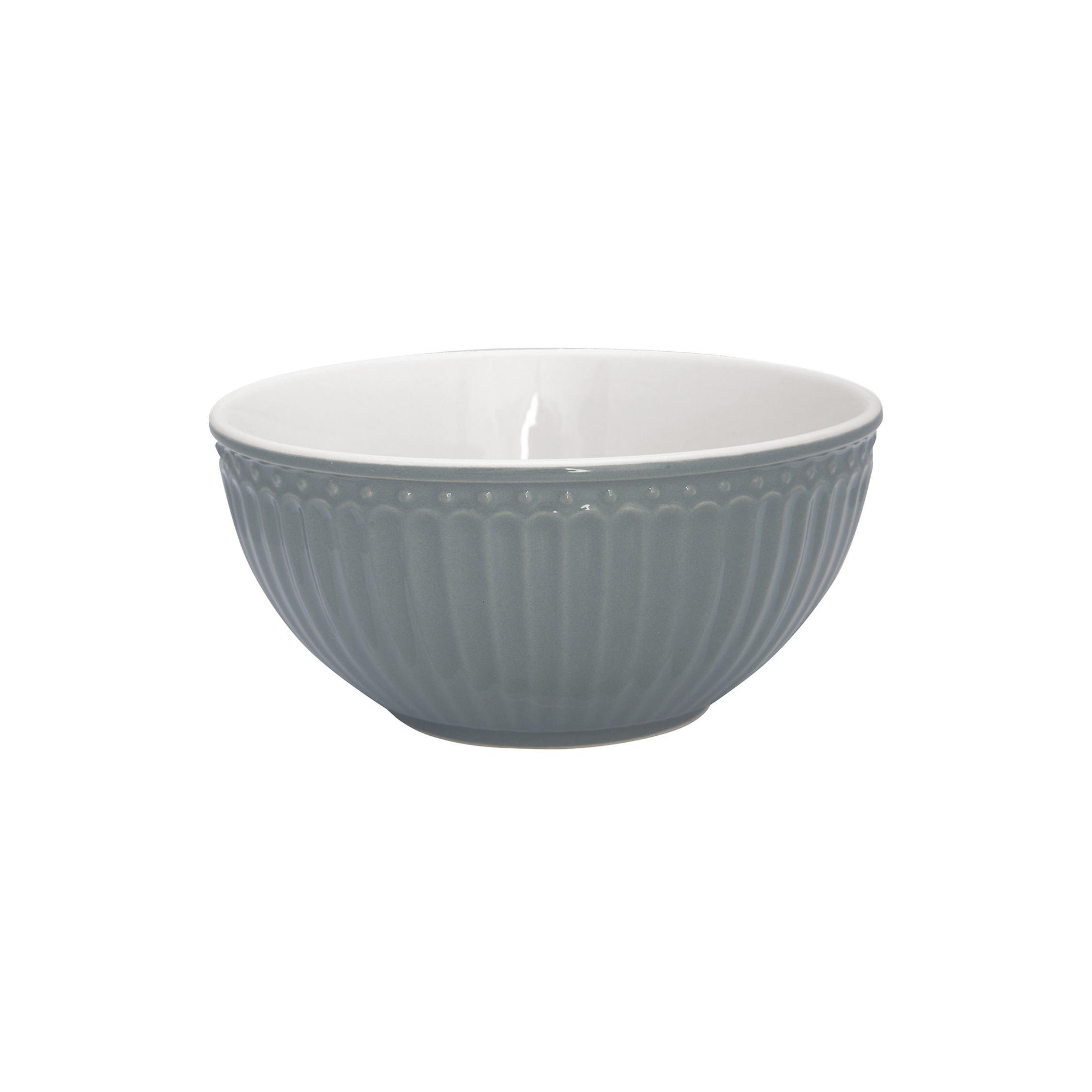 GreenGate Müslischale Alice Steingrau 0,45 l aus Porzellan mit charakteristischem Reliefrand