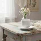 GreenGate Tasse mit Untertasse Alice Weiß