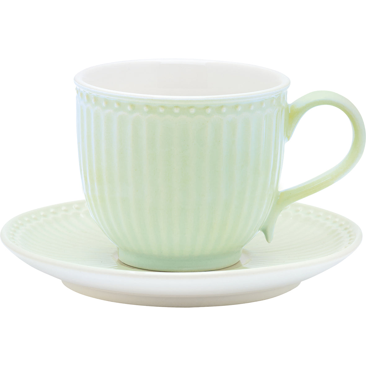 GreenGate Tasse und Untertasse Alice Hellgrün