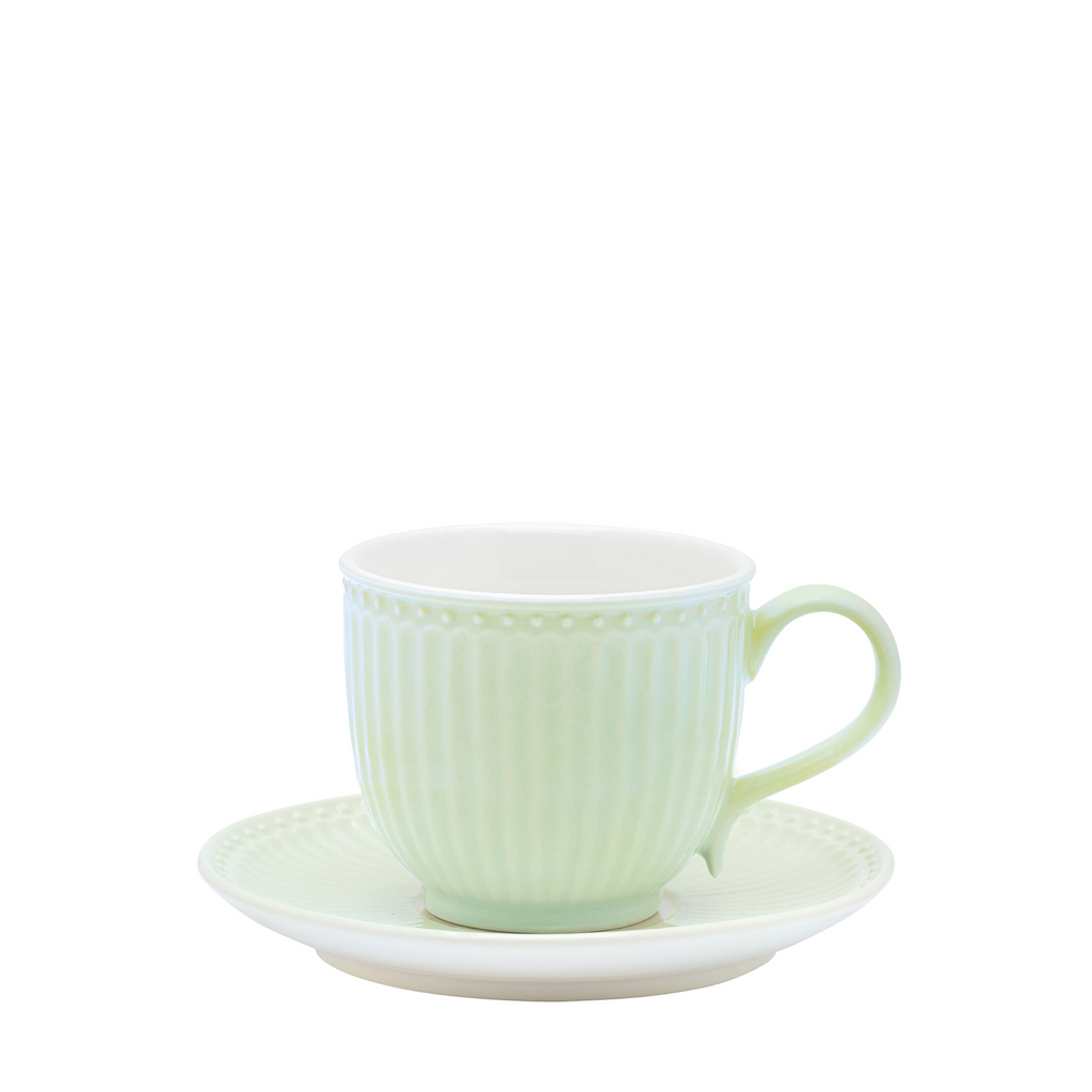 GreenGate Tasse und Untertasse Alice Hellgrün
