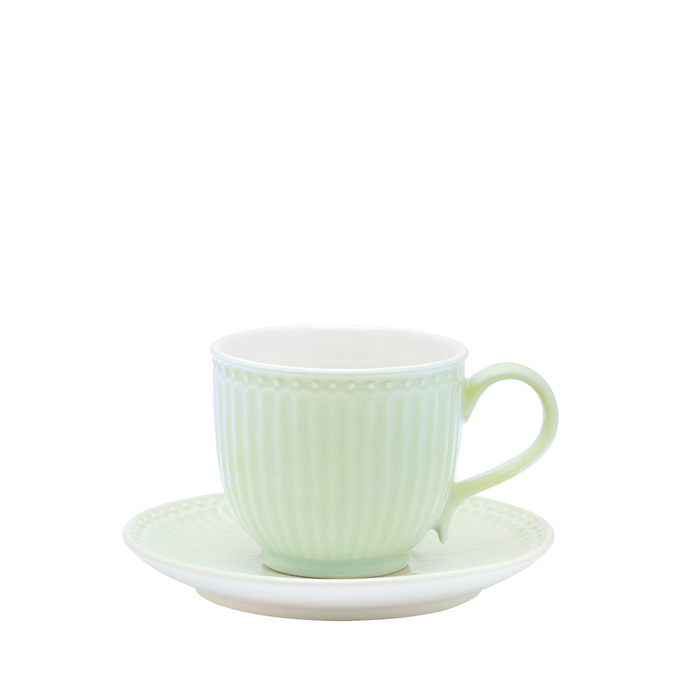 GreenGate Tasse und Untertasse Alice Hellgrün