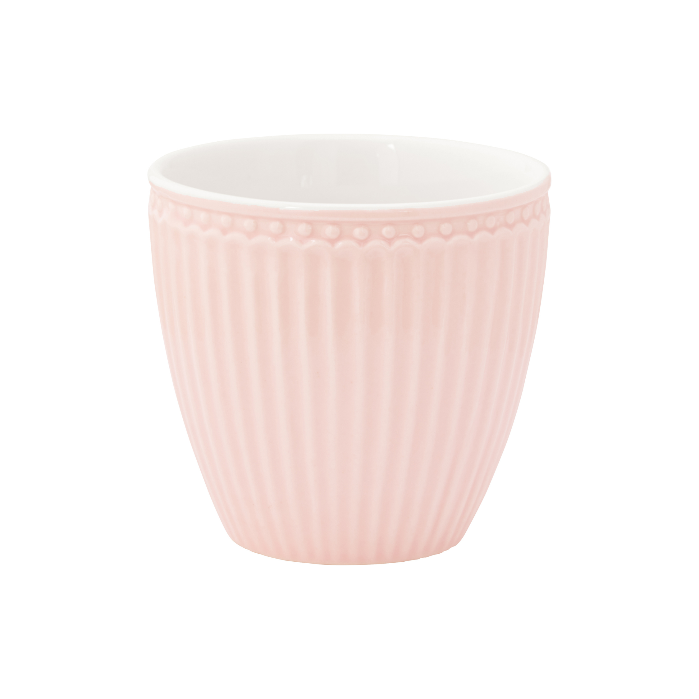 GreenGate Latte Becher Alice Rosa aus Porzellan 0,35 l freigestellt vor weißem Hintergrund