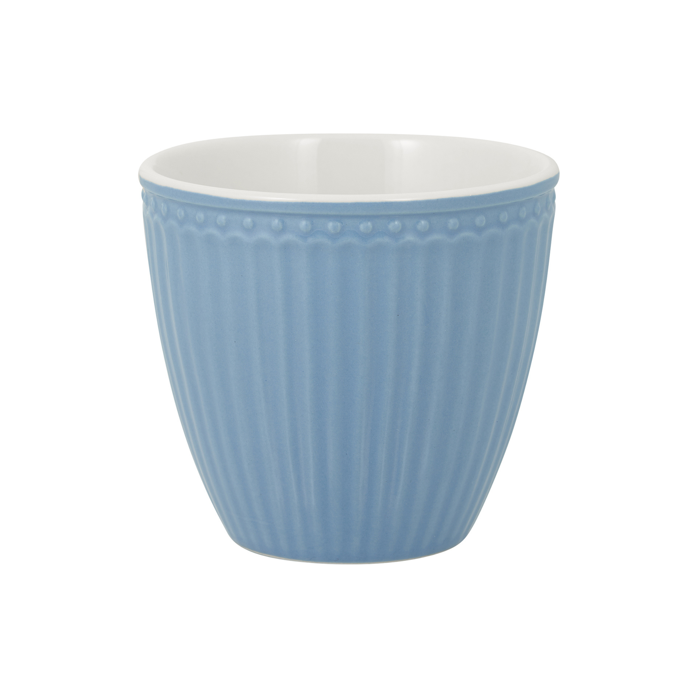 GreenGate Latte Cup Alice Himmelblau aus Porzellan freigestellt vor weißem Hintergrund mit 0,35 l Volumen