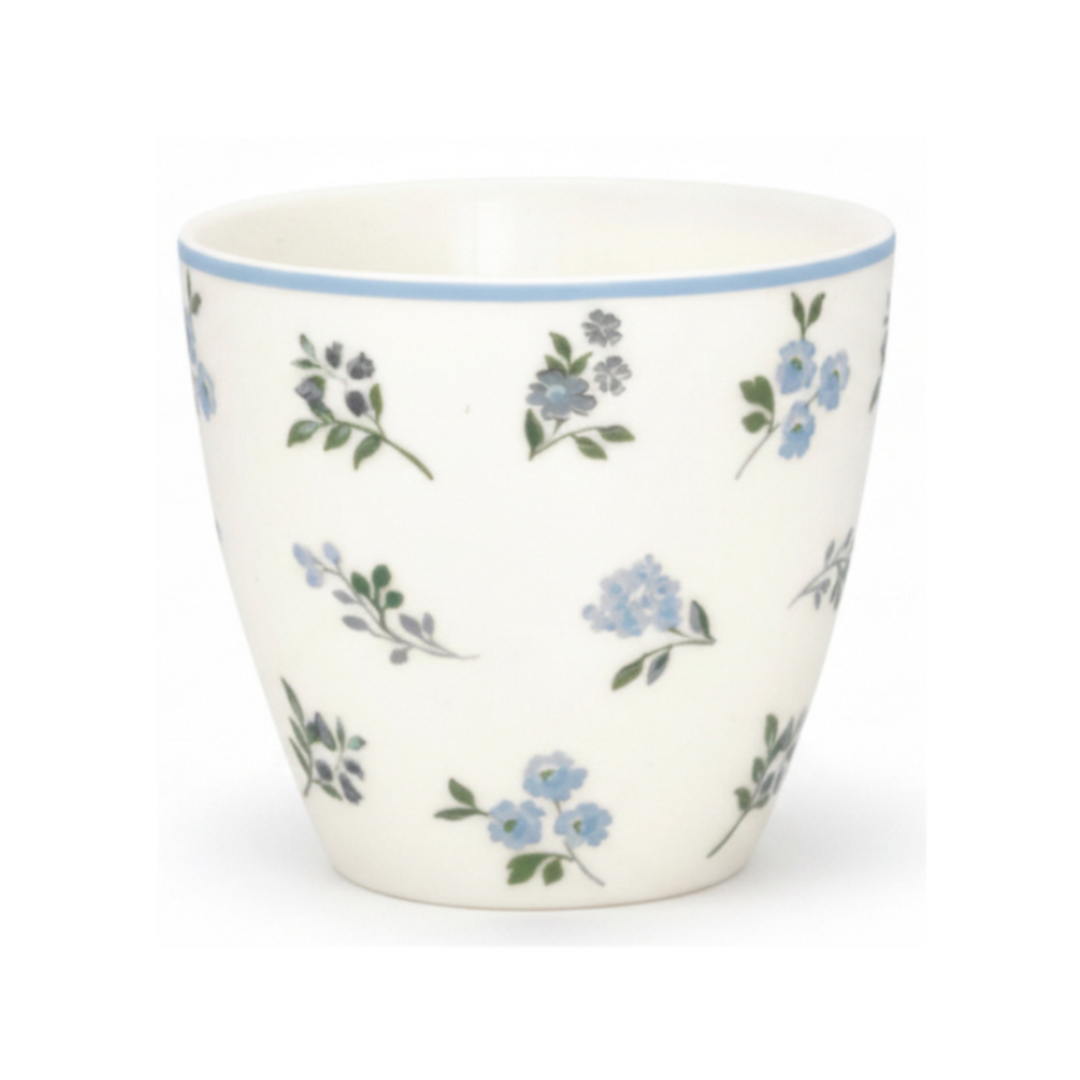 GreenGate Latte Cup Christina Weiß Geblümt aus Porzellan mit zarten blauen Blüten