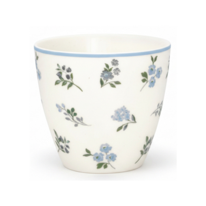 GreenGate Latte Cup Christina Weiß Geblümt aus Porzellan mit zarten blauen Blüten