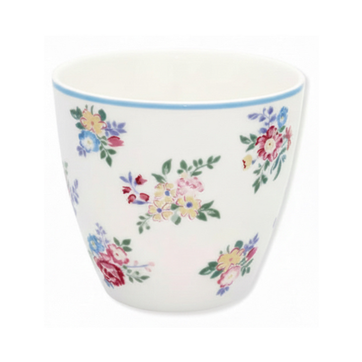 GreenGate Latte Becher Elena Petit Weiß aus Porzellan mit buntem Blumenmuster