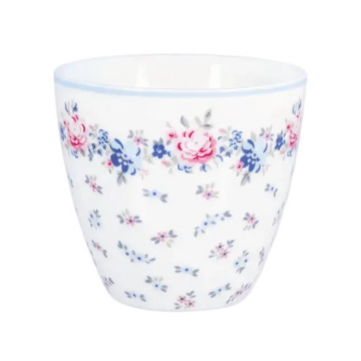 GreenGate Latte Tasse Laura Petit Weiß aus Porzellan mit floralem Muster