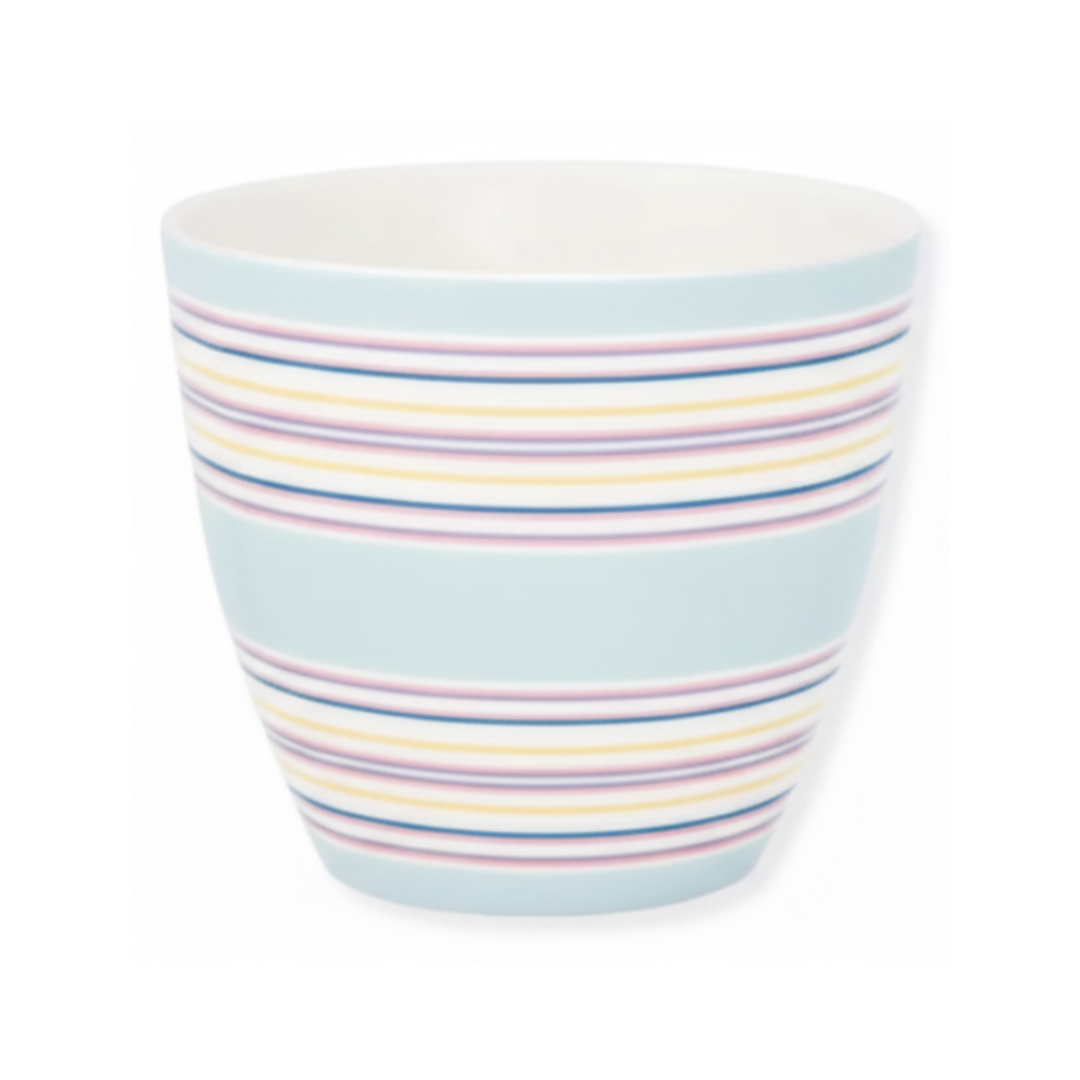 GreenGate Latte Becher Nera Hellblau aus Porzellan mit zarten Streifen