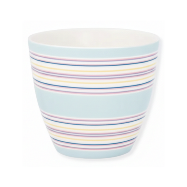 GreenGate Latte Becher Nera Hellblau aus Porzellan mit zarten Streifen