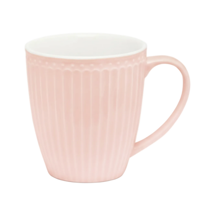 GreenGate Henkeltasse Alice Rosa aus Porzellan 0,35 l mit Rillenstruktur spülmaschinenfest