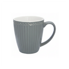 GreenGate Tasse Alice Steingrau aus Steingut 0,35 l – geriffelte Oberfläche mit Henkel