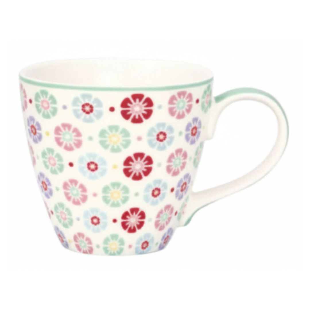 GreenGate Tasse Rike Weiß Geblümt aus Porzellan mit floralem Retro-Design