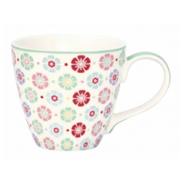 GreenGate Tasse Rike Weiß Geblümt aus Porzellan mit floralem Retro-Design