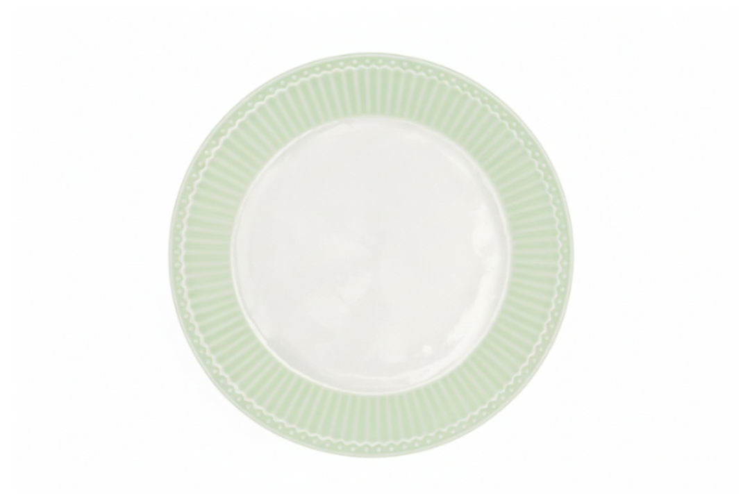 GreenGate Frühstücksteller Alice Hellgrün 23 cm mit Rillenrand aus Porzellan