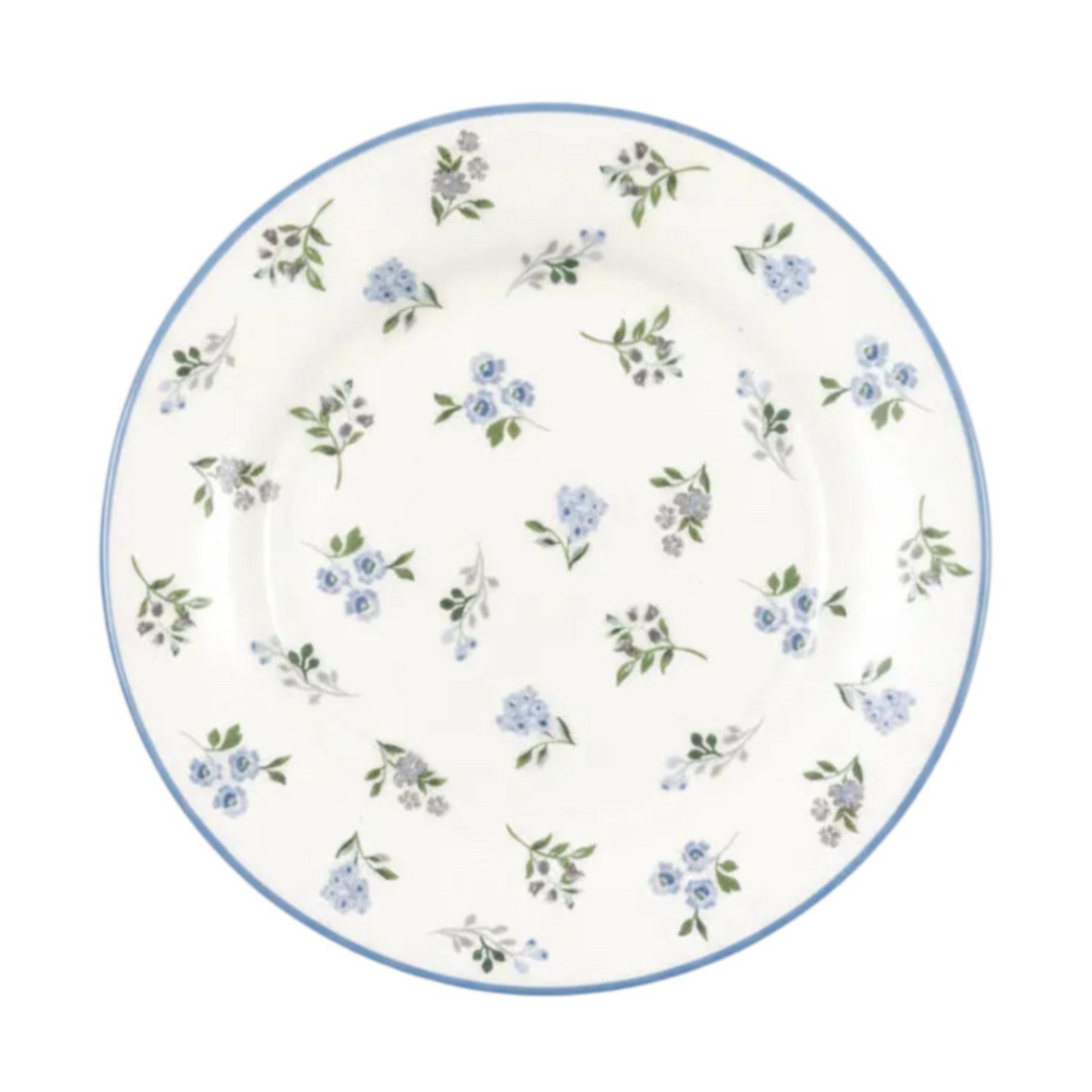 GreenGate Frühstücksteller Christina Weiß geblümt 20,2 cm – Porzellanteller mit zarten blauen Blüten und feinen Zweigen