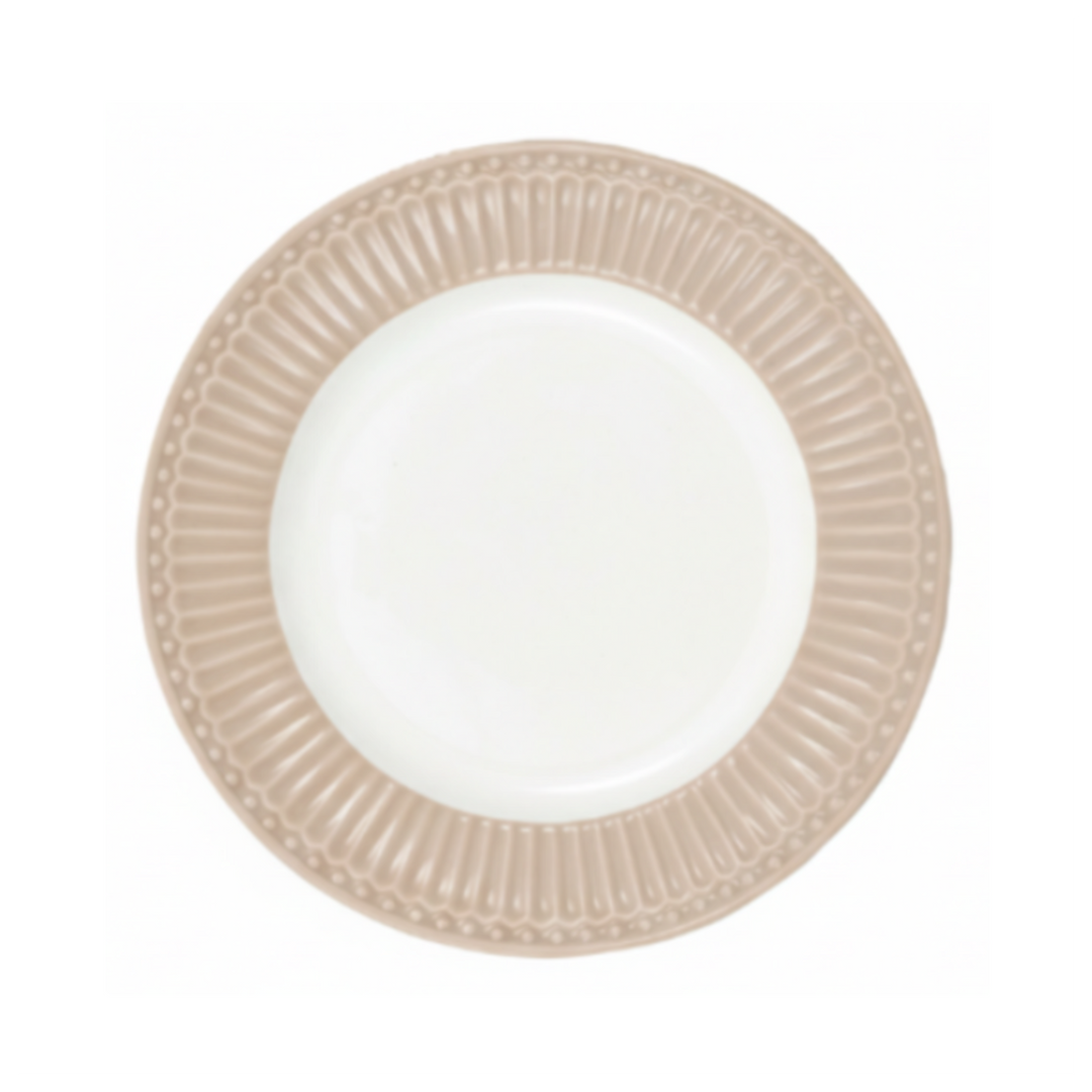GreenGate Dessertteller Alice Fudge 17,5 cm aus Porzellan mit typischer Rillenstruktur in warmem Karamellton