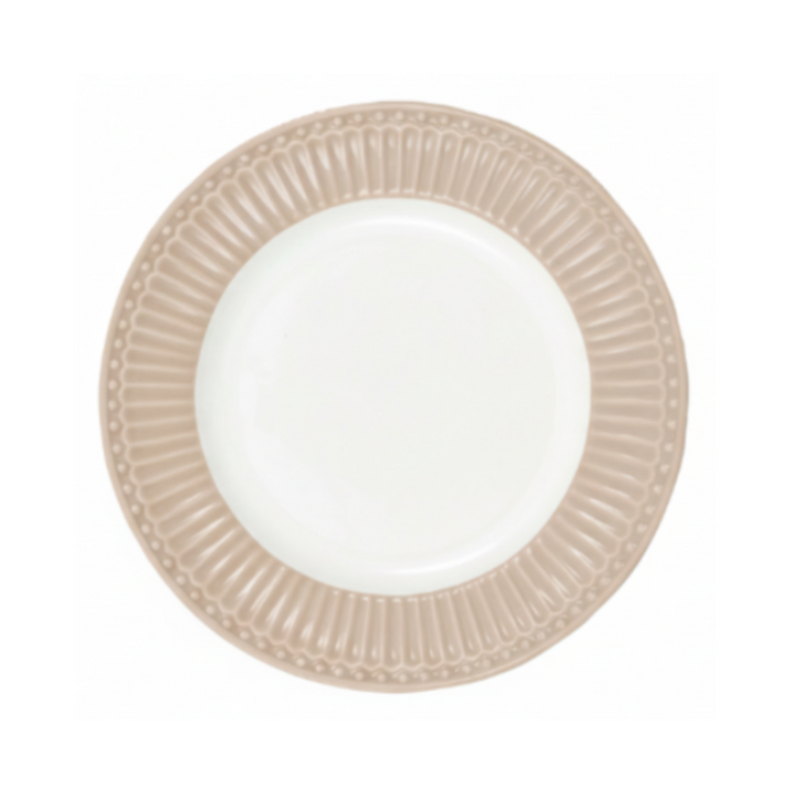 GreenGate Dessertteller Alice Fudge 17,5 cm aus Porzellan mit typischer Rillenstruktur in warmem Karamellton