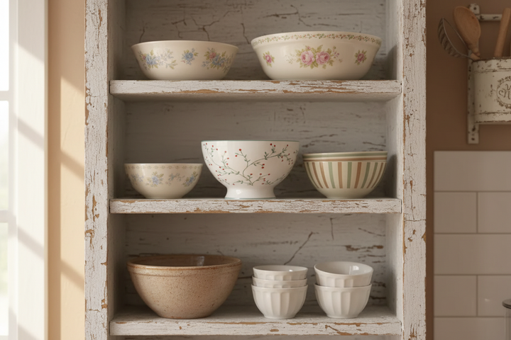 GreenGate Suppenschale Lucie Weiß geblümt kombiniert mit weiterem GreenGate Geschirr im Landhausstil