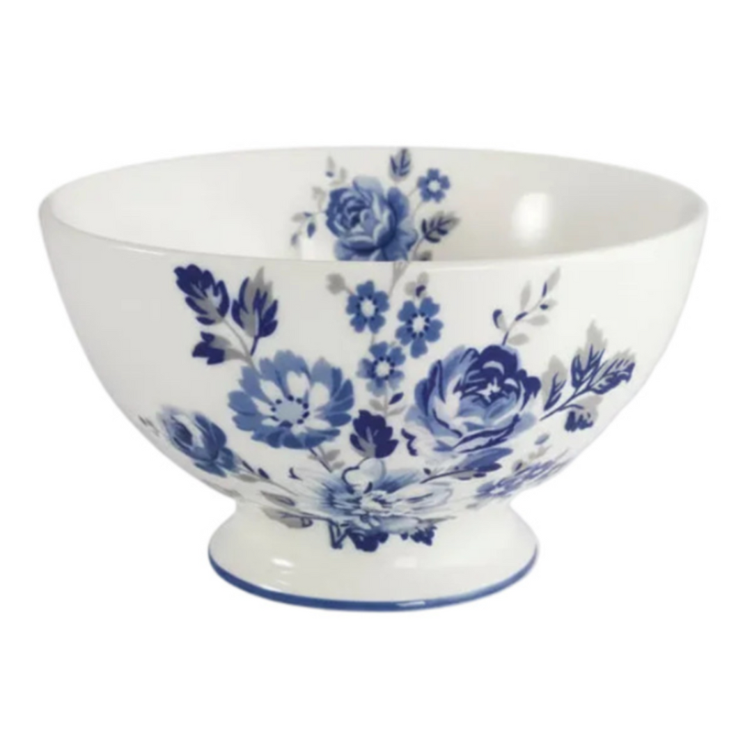 GreenGate Suppenschale Harmony Blaugrau mit floralem Muster Ø 15 cm