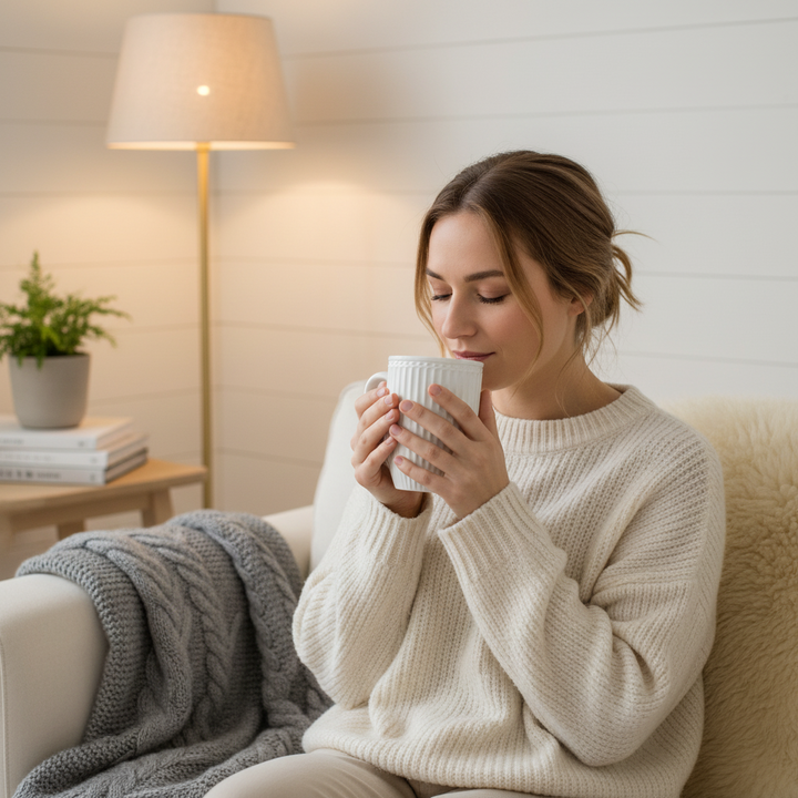 GreenGate Große Tasse Alice Weiß 0,5 l in gemütlicher Atmosphäre beim Teegenuss