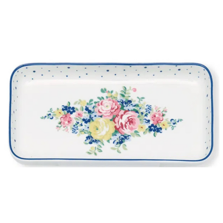 GreenGate Servierteller Laura Weiß geblümt aus Porzellan 24,5 cm
