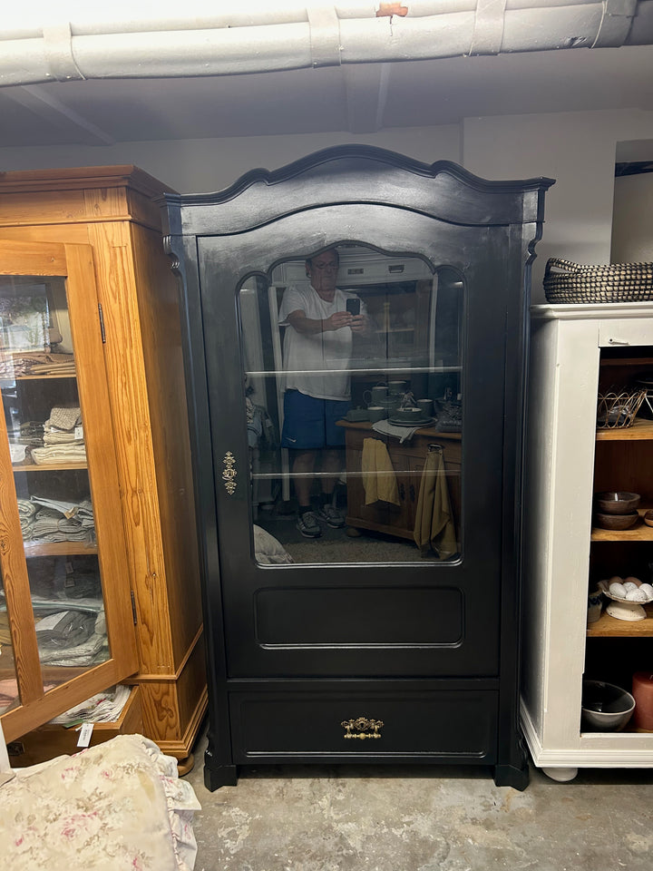 Antike Vitrine Louis Philippe Schwarz Shabby Chic